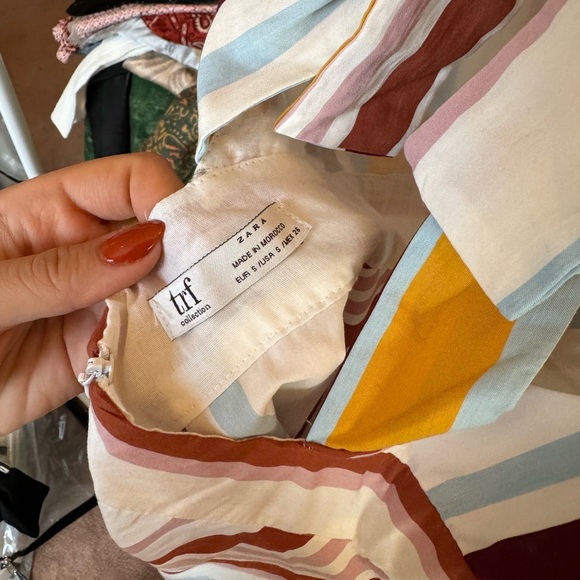 TRF Collection Striped Tropical Midi Halter Dress with Bow - Picture 3 of 3